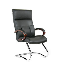 Image showing The office chair from black leather