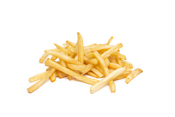 Image showing Fried potato chips isolated on white background