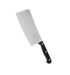 Image showing Big knife with black handle on a white