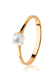 Image showing Golden Wedding Ring with pearl