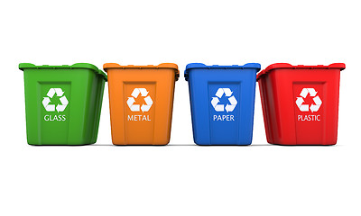 Image showing Four recycling bins