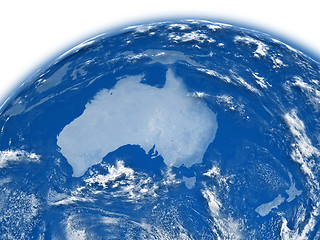 Image showing Australia on blue Earth