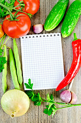 Image showing Notebook with vegetables and parsley