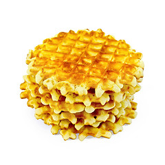 Image showing Waffles circle golden stack