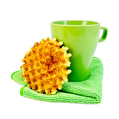 Image showing Waffles circle with a green mug