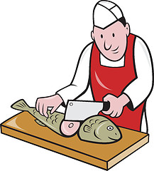 Image showing Sushi Chef Butcher Fishmonger Cartoon