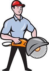 Image showing Construction Worker Concrete Saw Consaw Cartoon