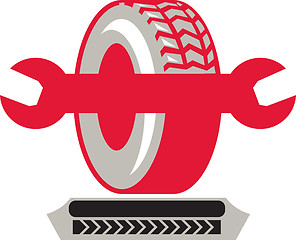 Image showing Tire With Spanner Wrench Retro