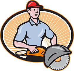 Image showing Construction Worker Concrete Saw Consaw Cartoon