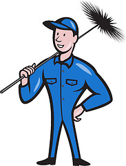 Image showing Chimney Sweeper Cleaner Worker Cartoon