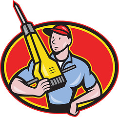 Image showing Construction Worker Jackhammer Pneumatic Drill