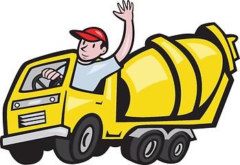 Image showing Construction Worker Driver Cement Mixer Truck 