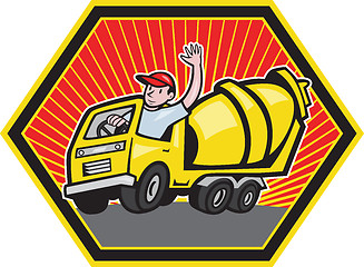 Image showing Construction Worker Driver Cement Mixer Truck 