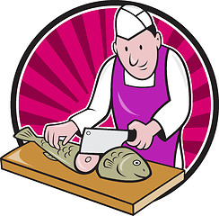 Image showing Sushi Chef Butcher Fishmonger Cartoon