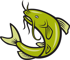 Image showing Catfish Fish Jumping Cartoon