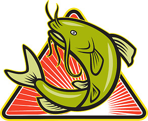 Image showing Catfish Fish Jumping Cartoon
