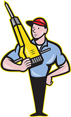 Image showing Construction Worker Jackhammer Pneumatic Drill