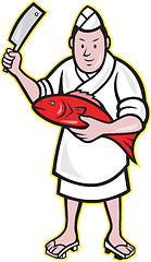 Image showing Japanese Fishmonger Butcher Chef Cook 