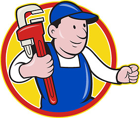 Image showing Plumber With Monkey Wrench Cartoon