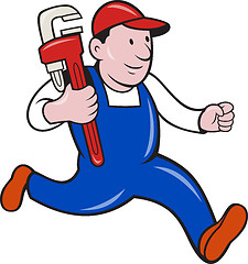 Image showing Plumber With Monkey Wrench Cartoon