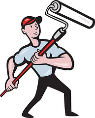 Image showing House Painter Paint Roller Painting Cartoon