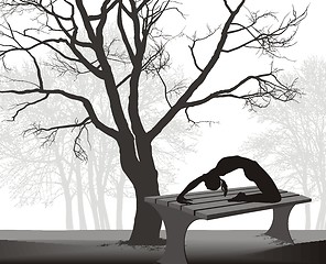 Image showing Gymnast on a table in in the park