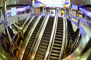 Image showing moving escalators