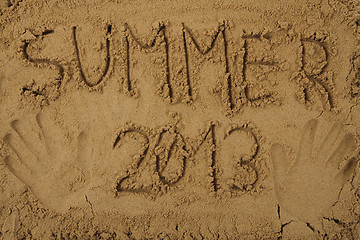 Image showing summer 2013 with hand prints