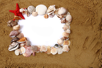 Image showing shells, sand, white paper