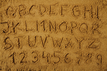 Image showing alphabet  in the sand