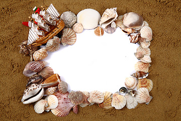 Image showing shells, sand, white paper