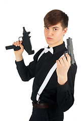 Image showing Young gangster with a gun