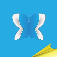 Image showing Blue paper background with butterfly 