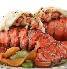 Image showing Grilled Lobster Tail  With Asparagus 