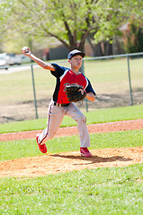 Image showing Teen baseball pitcher