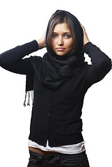 Image showing Girl with black scarf