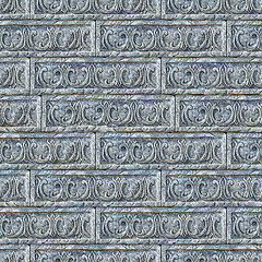 Image showing Seamless Texture of Gray Decorative Bricks Wall.