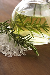 Image showing Essential Oil with rosemary and sea salt