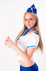 Image showing Young beautiful air hostess