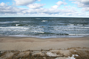 Image showing Coast of the Baltic Sea in winter on the Kurshskaya kosa