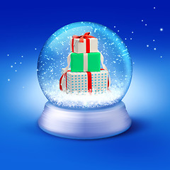 Image showing snow globe with gifts