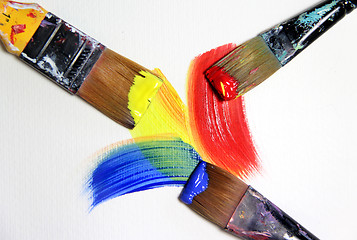Image showing Vivid strokes and paintbrushes 