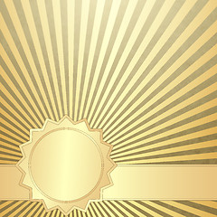 Image showing Old grunge paper with gold rays