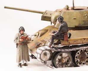 Image showing Diorama with old soviet t 34 tank