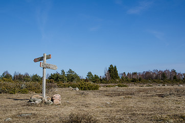 Image showing Old weathered sign post