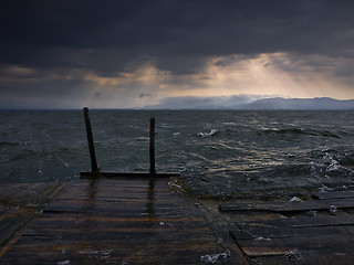 Image showing Storm over lake