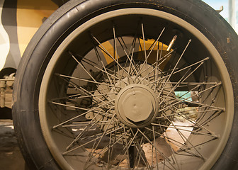 Image showing civil warr solid rubber tire wheel on a war machine