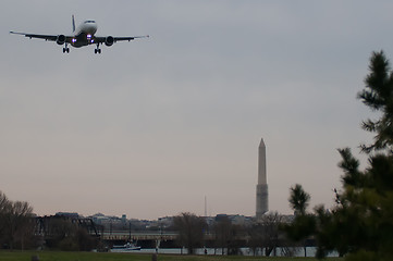 Image showing airplane flying to airport washington dc