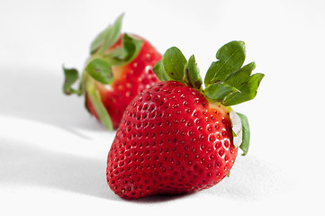 Image showing Two strawberries isolated on white background