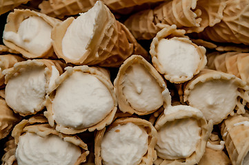 Image showing Traditional pizzelle holiday cookies cannoli